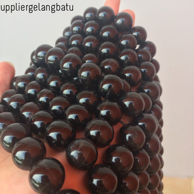 black tiger eye biduri sepah hitam mata singa 12mm natural akik hitam aksesoris gelang kalung craft