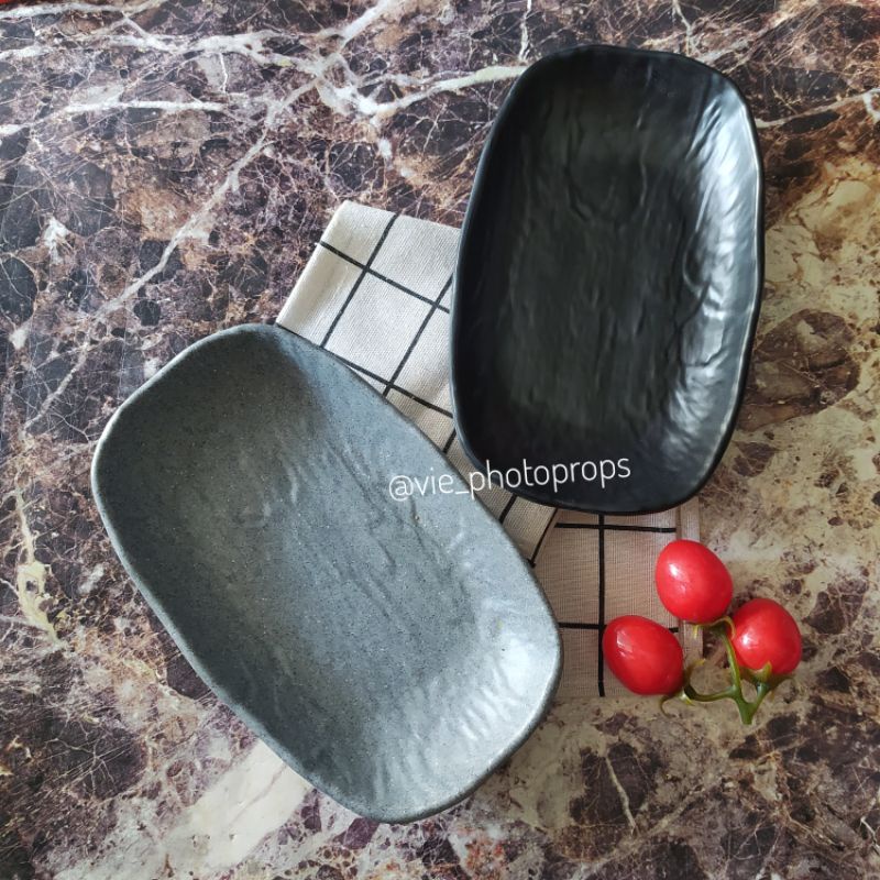 Piring Oval Motif Timbul/Piring Saji Oval Props Foto/Properti Fotografi