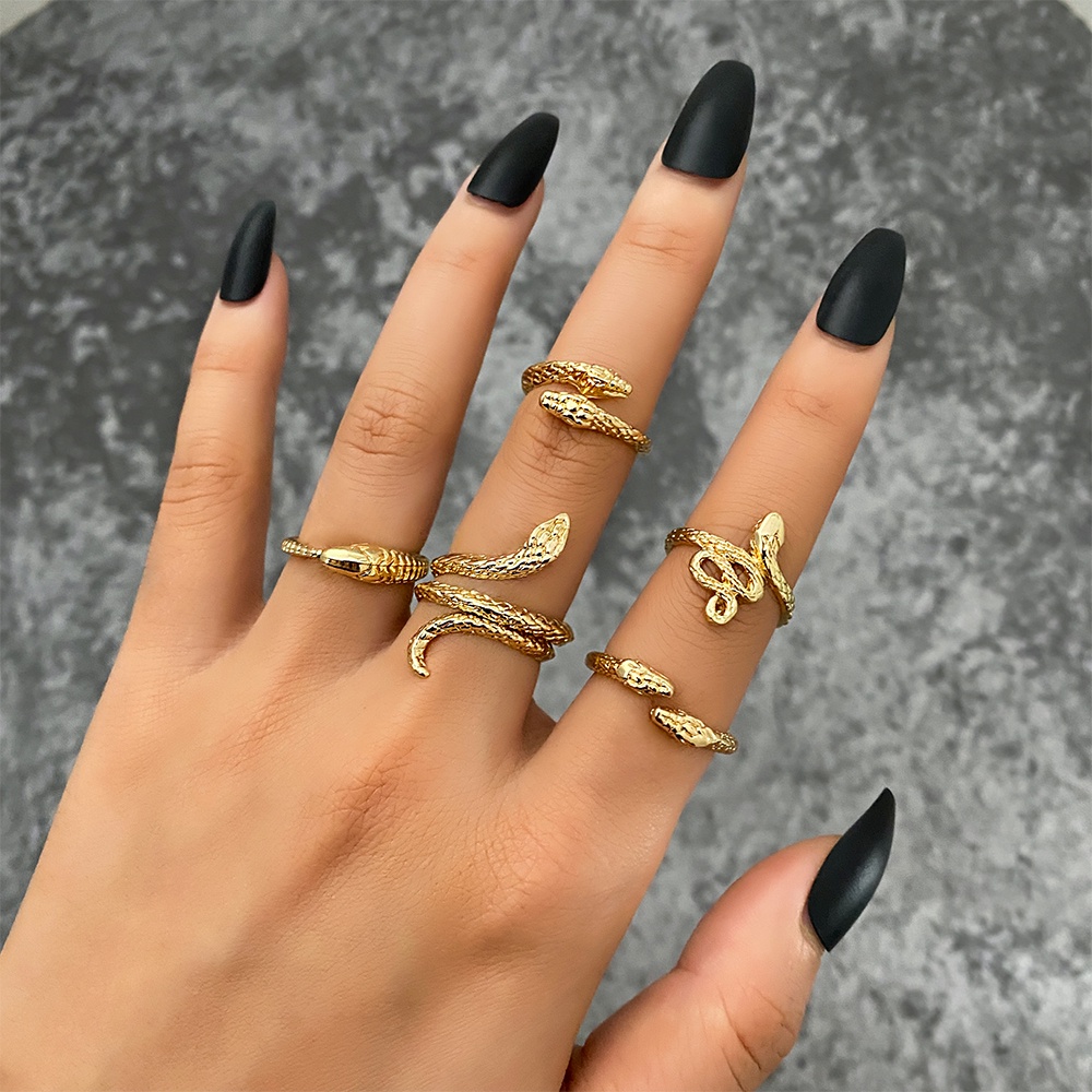 5pcs / Set Cincin Model Ular Untuk Wanita