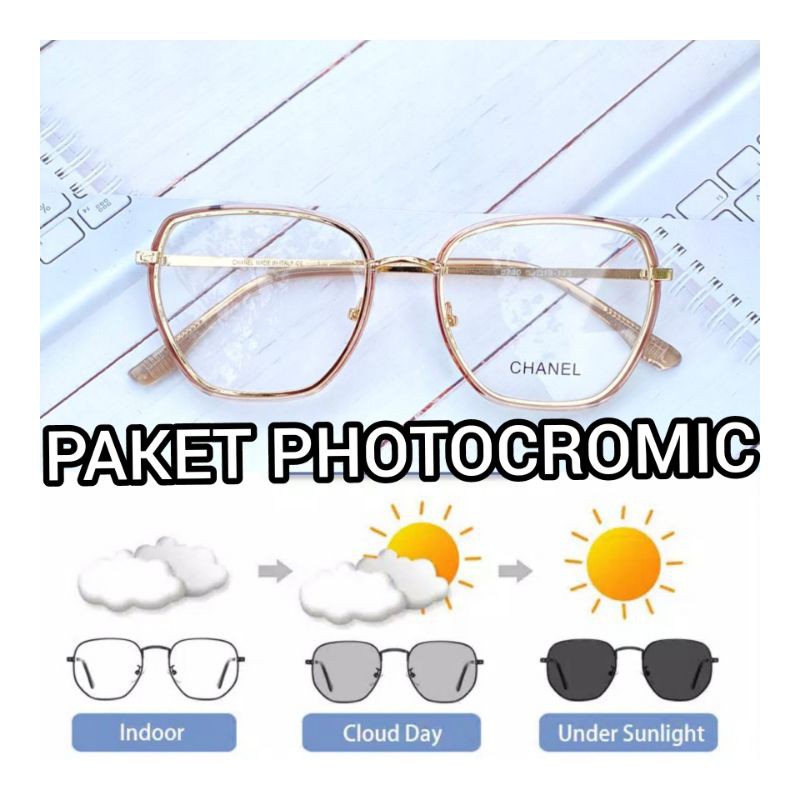 Kacamata Photocromic Antiradiasi Wanita Fashion Frame 0230