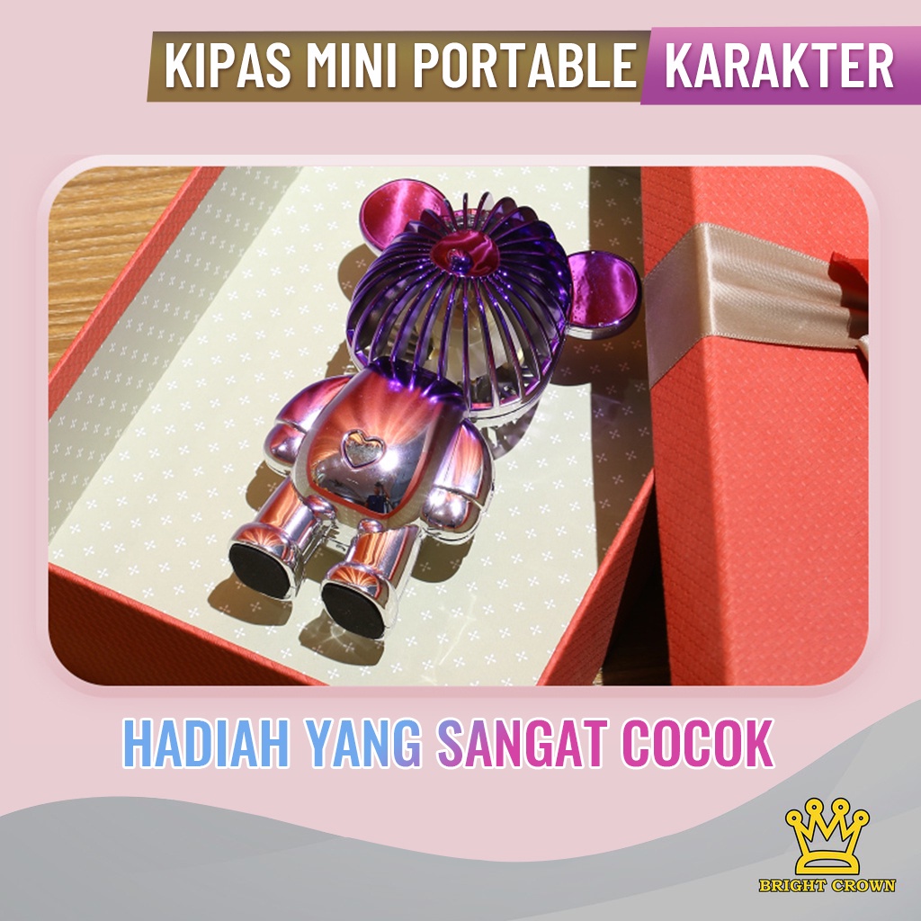 [ BISA COD ]Kipas Angin Beruang Bearbick Mini Portable Bisa Cas Dengan 3 Mode Kecepatan Kipas