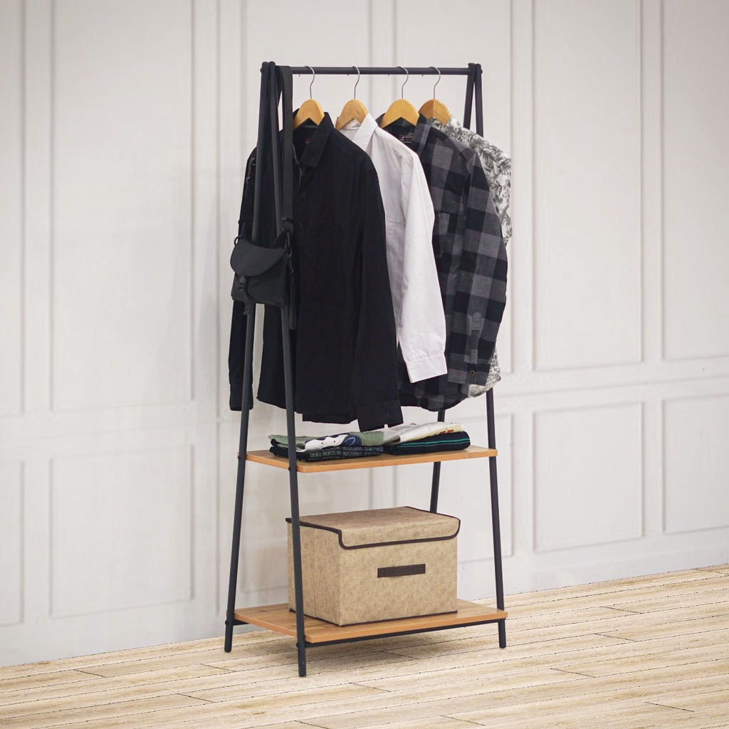 Trenz Furniture - Rak gantungan baju Rak baju Stand Hanger Kayu Besi gantungan baju Atlas