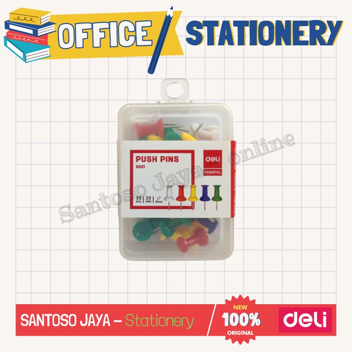 

Push Pins DELI 0021 - Paku Pin Warna DELI - Paku Kertas