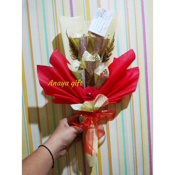 money bouquet buket uang asli pecahan 5000 isi 25k kado wisuda hadiah ulang tahun souvernir