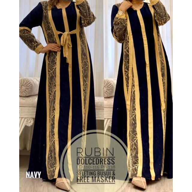 Daster Arab DOLCE RUBIN Gamis Rayon Maxi Dress Mewah Kekinian