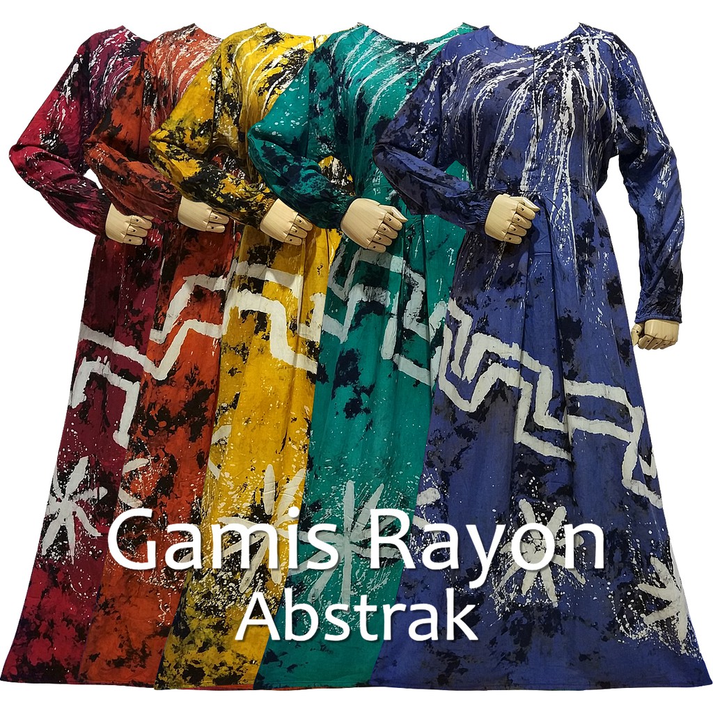 Gamis Long Dress Rayon Premium Motif Abstrak