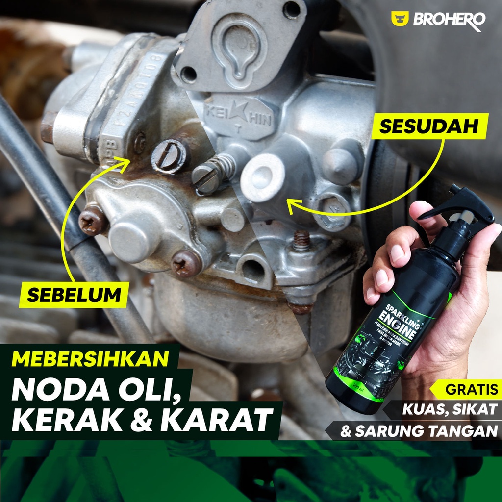 Pembersih Mesin Motor Mobil / Engine Degreaser Untuk Kerak Karat &amp; oli by Brohero