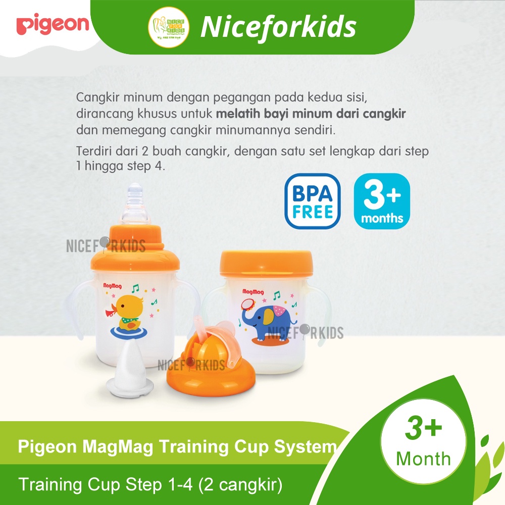 Pigeon Mag Mag Training Cup Isi 2 All In One Set Gelas Cangkir Botol Minum Bayi