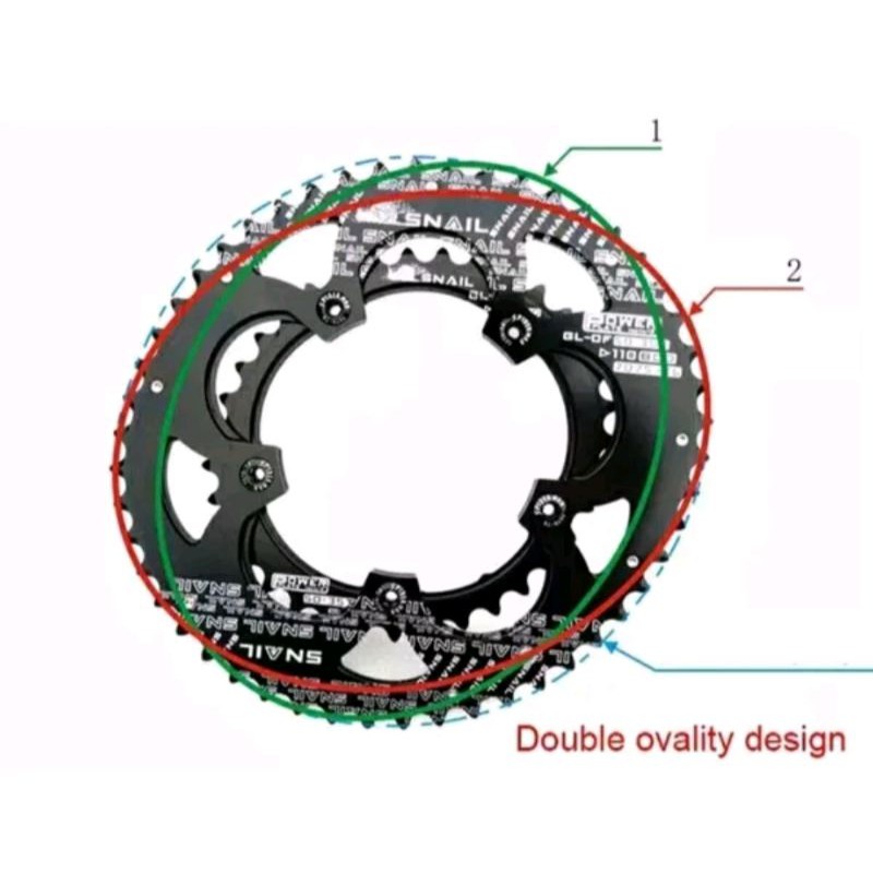 Chainring sepeda roadbike double SNAIL 53T - 35T BCD 110 mm bcd 110mm 53 T - 35T Bahan Material Alloy Alumunium