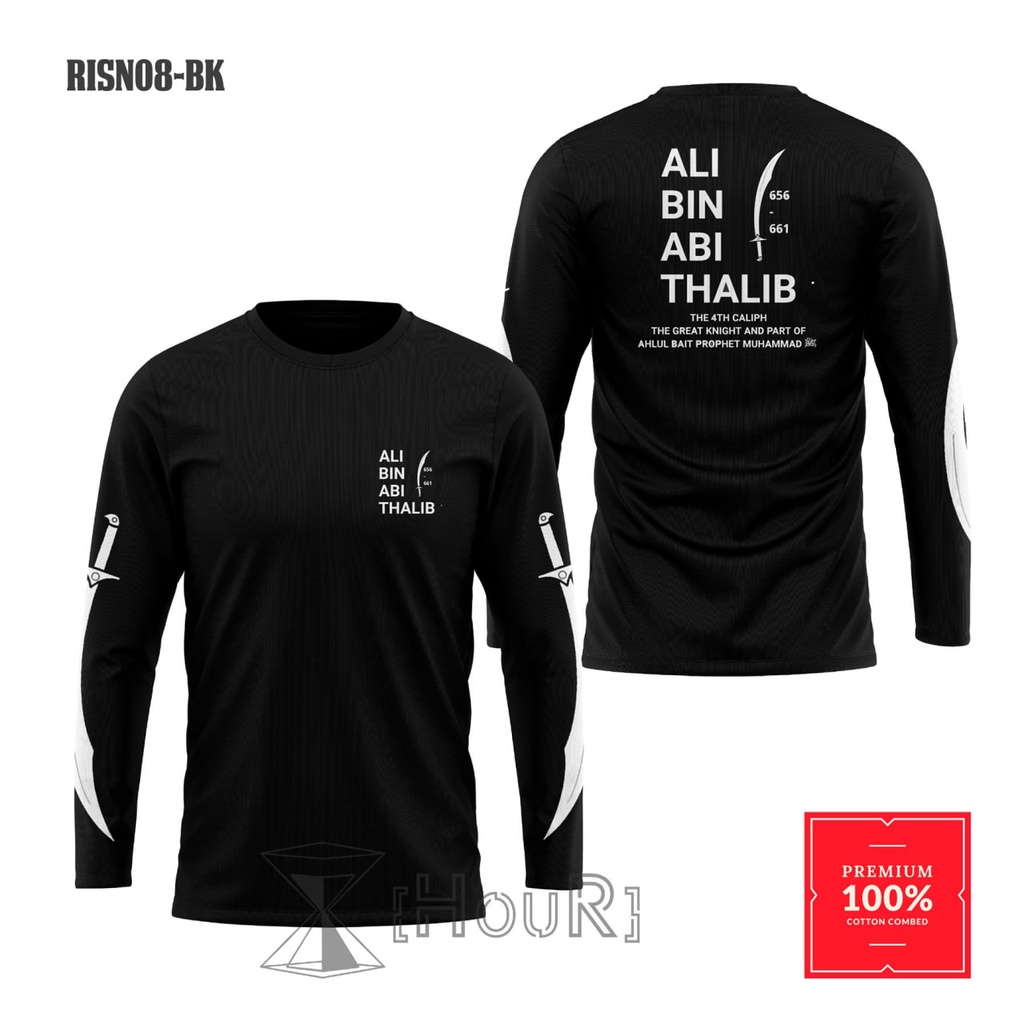 BAJU KAOS DAKWAH ALI BIN ABI THALIB LENGAN PANJANG / ALI BIN ABI THALIB T-SHIRT / KAOS DISTRO HIGH Q