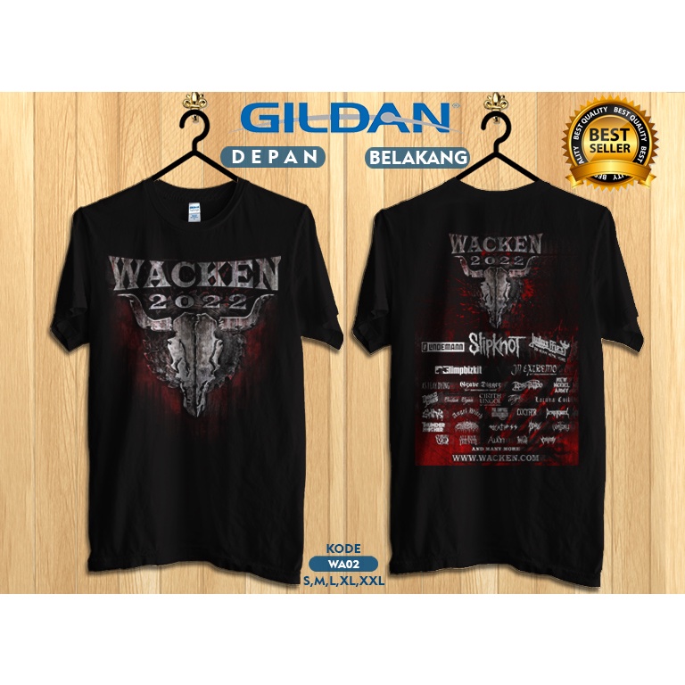 Kaos wacken open air 2022 acara musik metal original gildan wa02