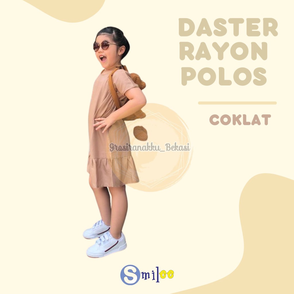 Daster Rayon Anak Polos Junior Warna Coklat Size 2-10Tahun