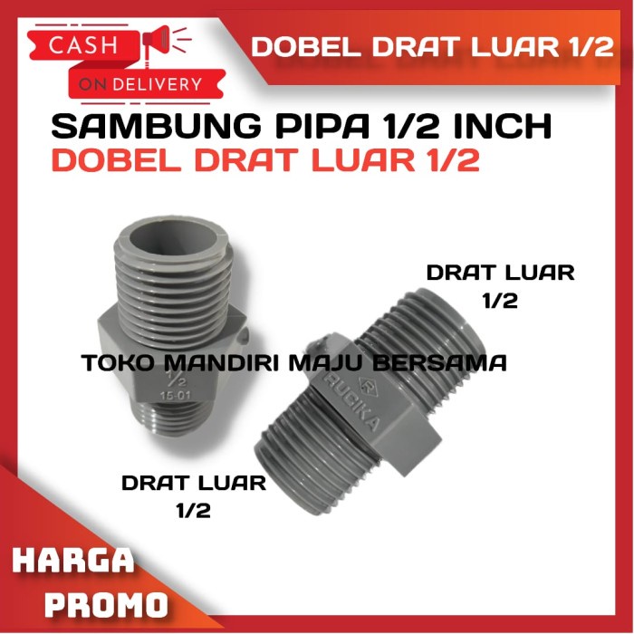 Doble Nipple 1/2 Inch Aw / Dobel Drat Luar 1/2 Inch / DD 1/2&quot; Pvc