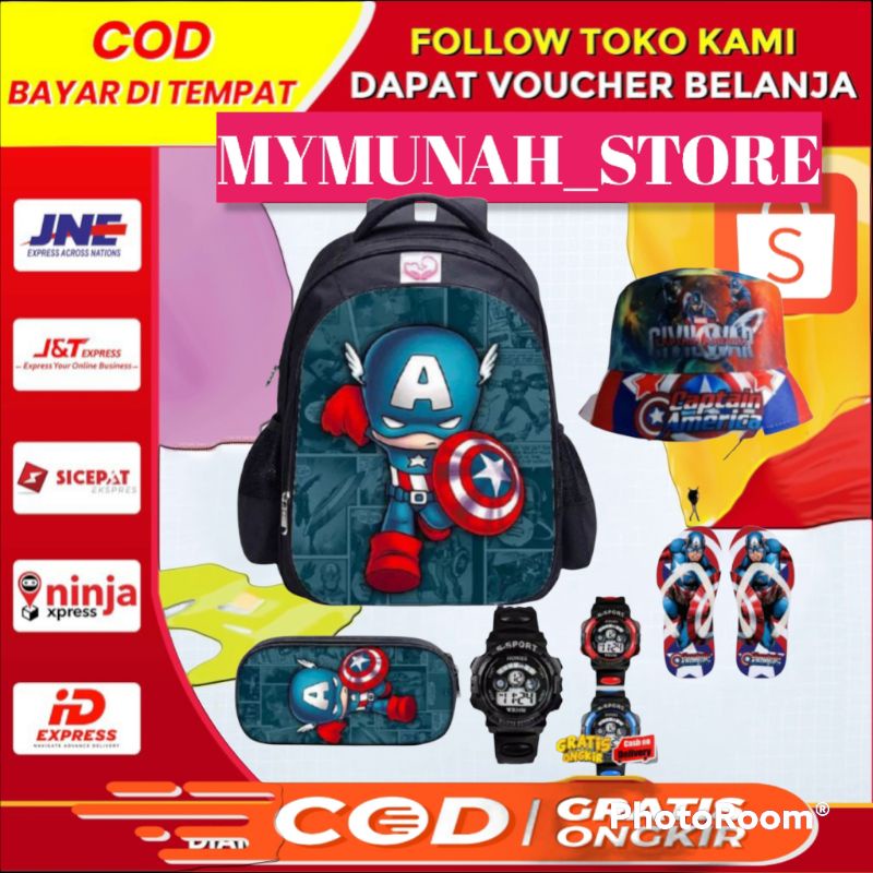 Tas Ransel Fashion Sekolah Anak Laki Laki TK SD Marvel Super Hero Batman