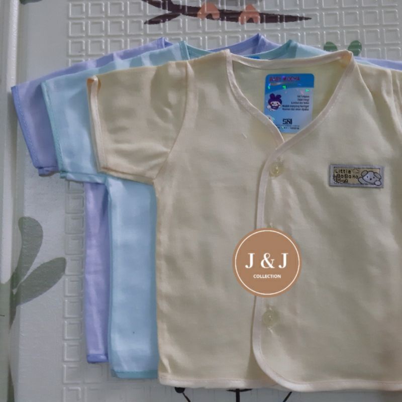 3 pcs Baju Bayi tangan Pendek Polos merk Baby Mocha