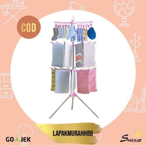 Jemuran Lipat / Gantungan Pengering / Gantungan Baju Menara Lipat Warna PINK