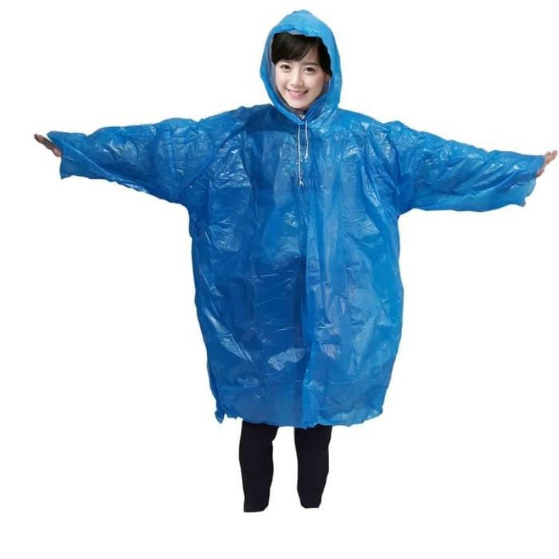 Jas Hujan Poncho Plastik LDPE HDPE Raincoat Mantel Hujan Plastik Ponco Lengan Panjang Tebal