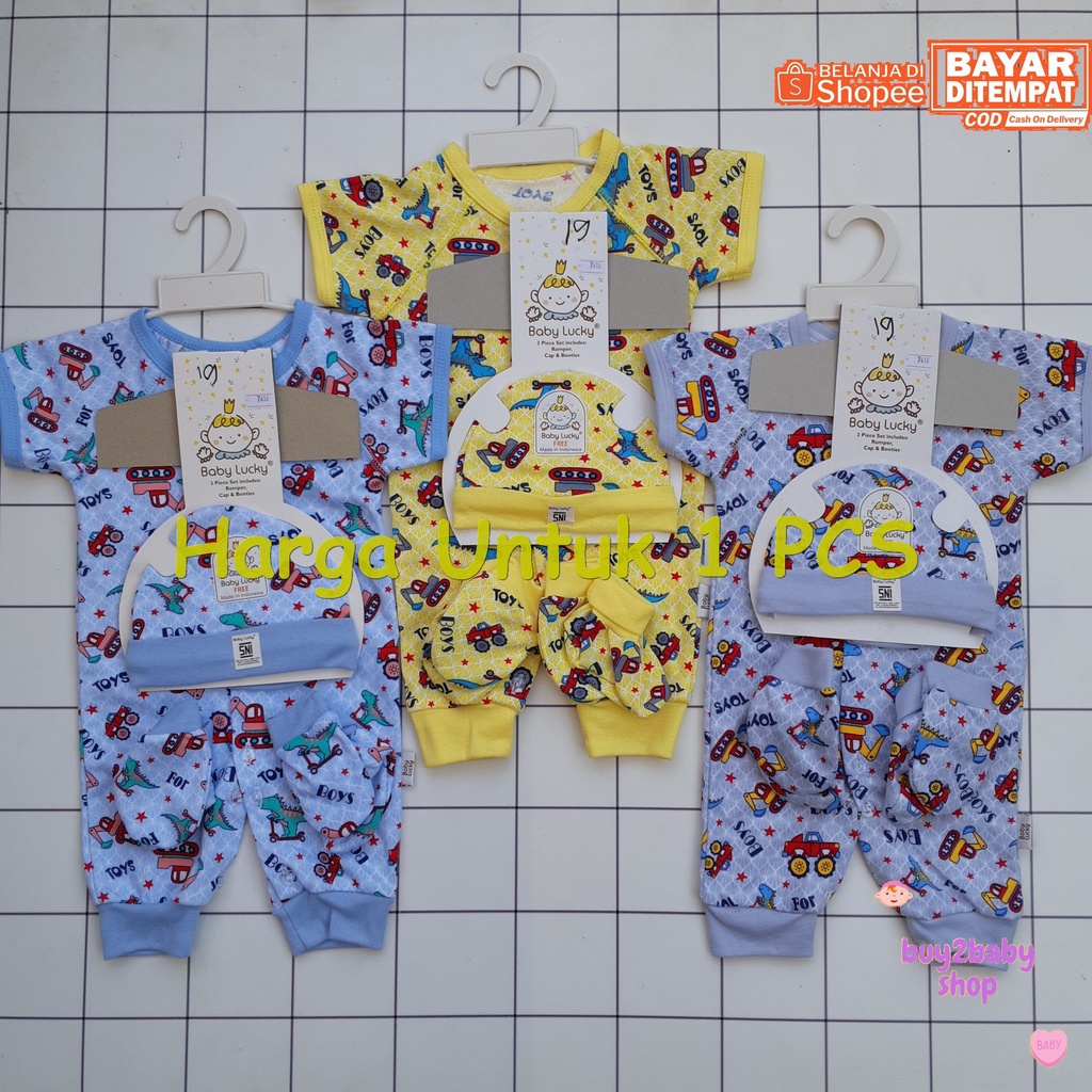 Baju bayi Premium Jumper Set plus topi sarung kaki Baby Lucky 0-3 Bulan 1 PCS