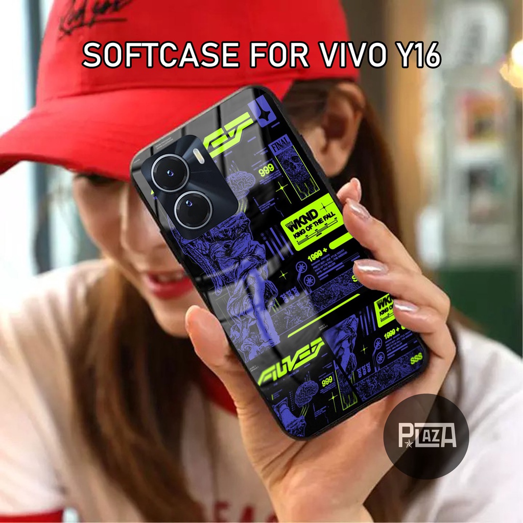 Softcase Glass Kaca [K118] VIVO Y16 2022 Terbaru Casing Handphone-Pelindung Handphone-Aksesoris Handphone-Plazacase.id