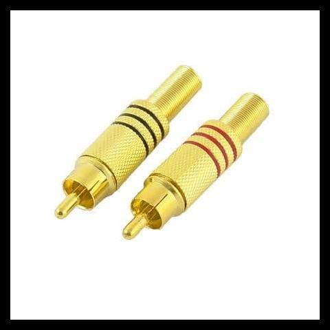 Soket Rca Gold Cowok Male Jack Jak Emas Sepasang Merah Hitam Kode 45