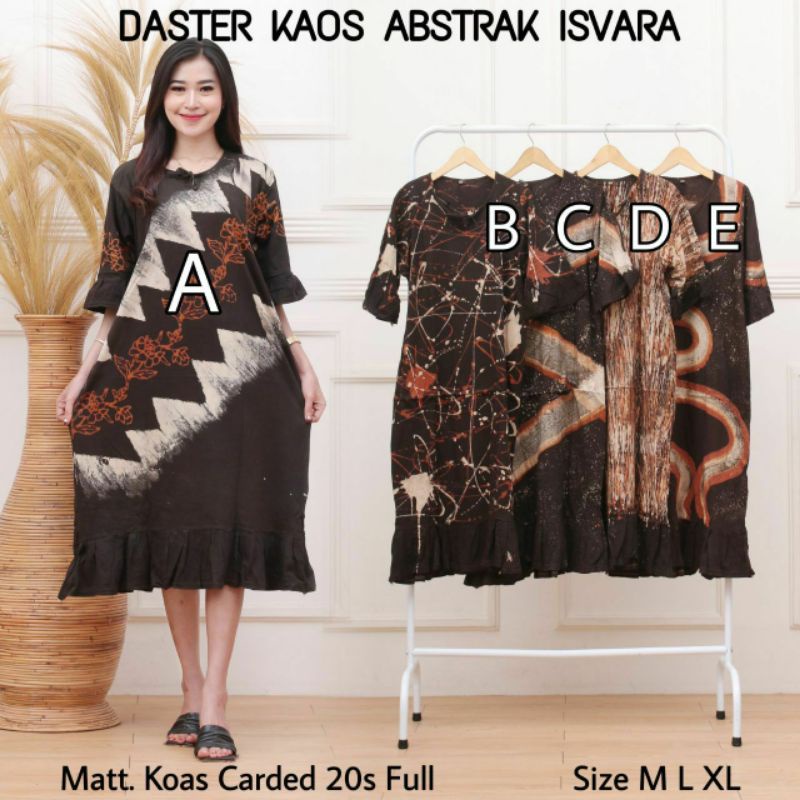 Daster Kaos Jumbo, Daster Kaos Panjang, Daster Kaos Murah, Daster Kaos Batik Abstrak Tali