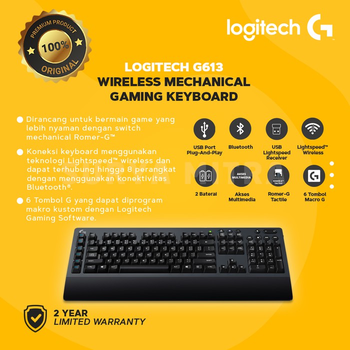 Keyboard Gaming Logitech G613 Wireless Mechanical