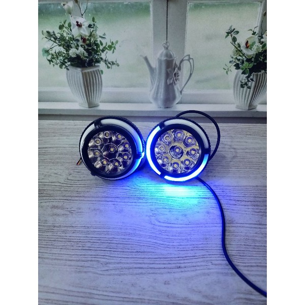 Lampu Tembak + Ring led spion sepeda motor 12 volt