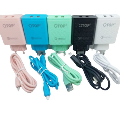 Travel Charger Qtop Macaron / Charger Casan Macaron 6.1 Ampere 2 USB [PM]