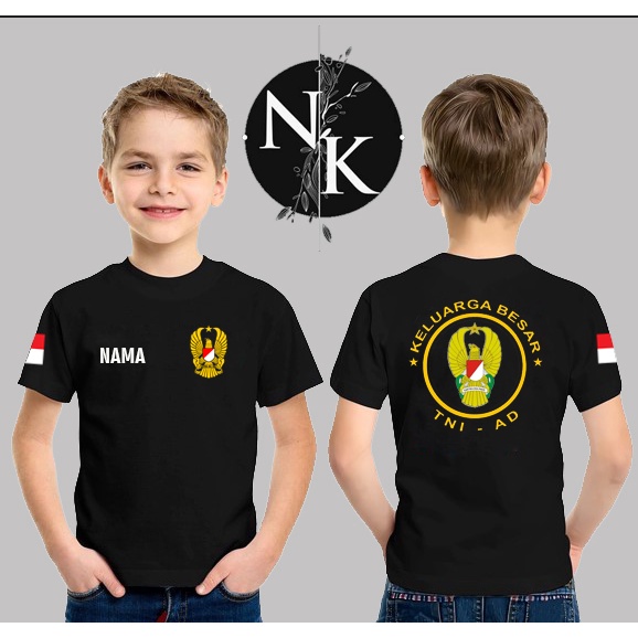 Baju Kaos Distro Anak Laki Laki TNI AD - gRATIS NAMA