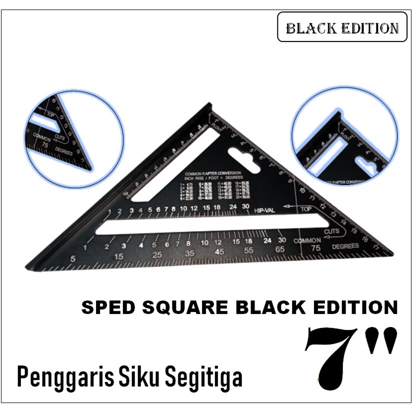 

PENGGARIS SIKU SEGITIGA ALUMUNIUM SPEED SQUARE 7 Inch BLACK SERIES