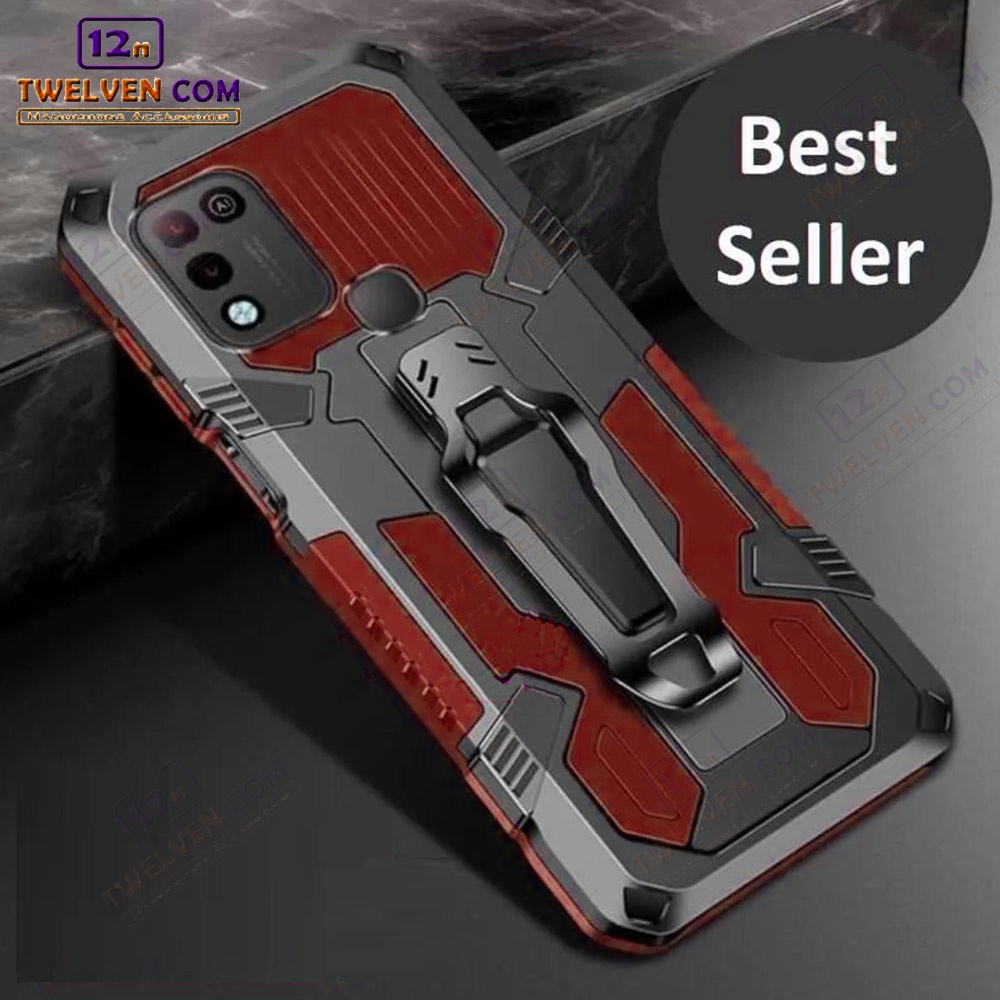 Case Shockproof Infinix Hot 9 / Hot 9 Play / Hot 10s / Hot 10 Play / Hot 11 / Hot 11s / Hot 11 Play / Hot 12 / Hot 12i /  Note 7 Lite / Note 10 Pro / Note 11 / Note 11 Pro / Smart 4 / Smart 5 / Smart 6 / Smart 6 HD - Armor Hardcase Stand Clip