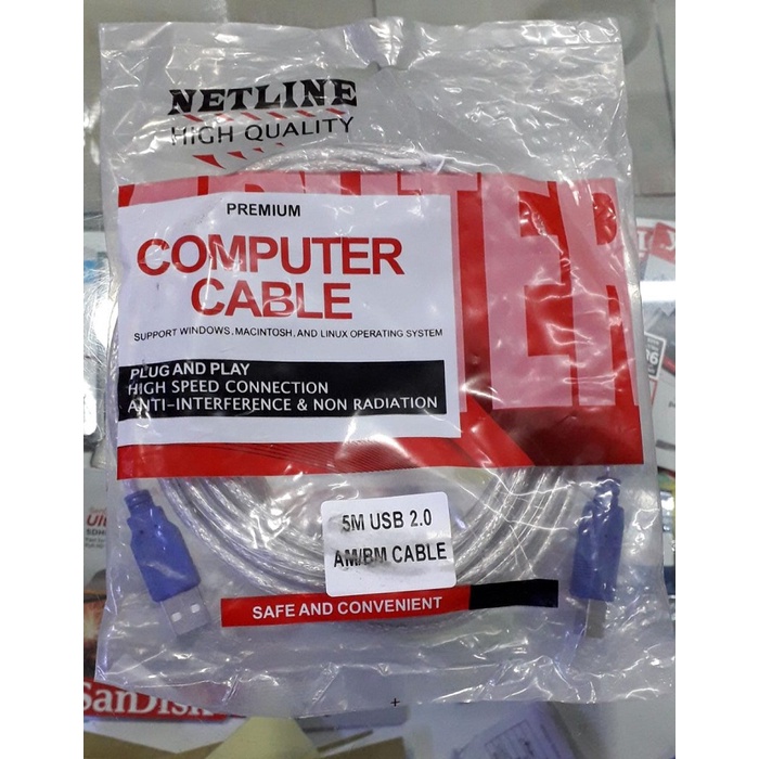 Kabel USB Printer Merk Netline 1.5M/3M/5M