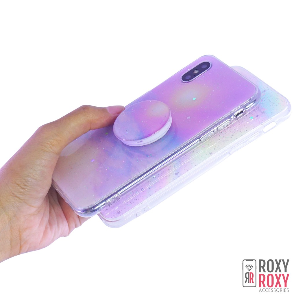 Roxyroxy - Oppo A7/A5S /A12/A11K -Oppo  A52 - Oppo A9 2020 Softcase Motif Rainbow Bonus Popsocket