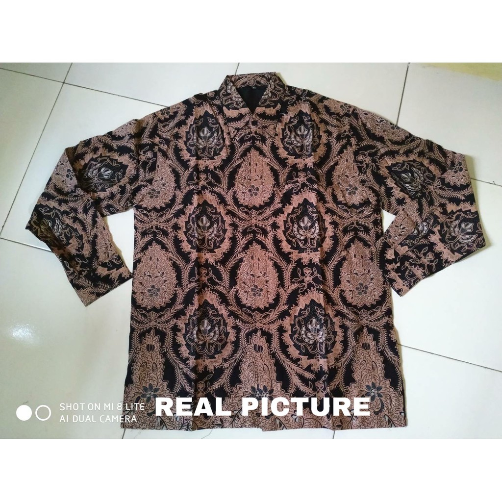 Batik Solo BOKOR KENCONO MOCCA Kemeja Pria Katun Halus Sragenan Full Furing