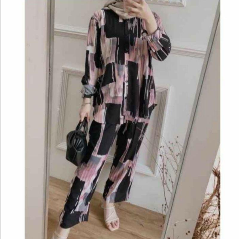 ONE SET KARIN SETELAN INDIRA PAJAMAS STELAN FANO PIYAMA BAJU TIDUR