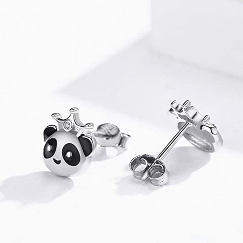 Fancyqube Anting Stud Bentuk Hewan Panda Bahan Alloy Untuk Wanita