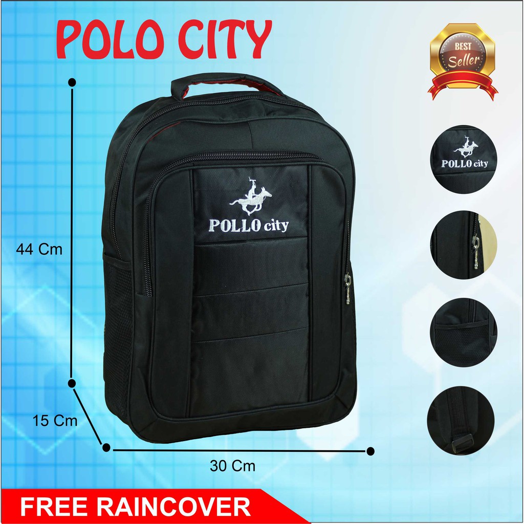 Jual Tas Ransel Laptop Backpack Polo City Bordir Anak Sekolah SD SMP SMA Kuliah Dewasa Kerja Murah