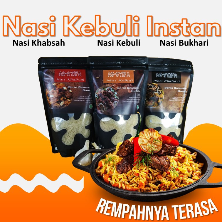 

PAKET KHUSUS Dapat 3 Varian Nasi (Nasi Khabsah, Nasi Kebuli, Nasi Bukhori) Paket Nasi Arab Instan