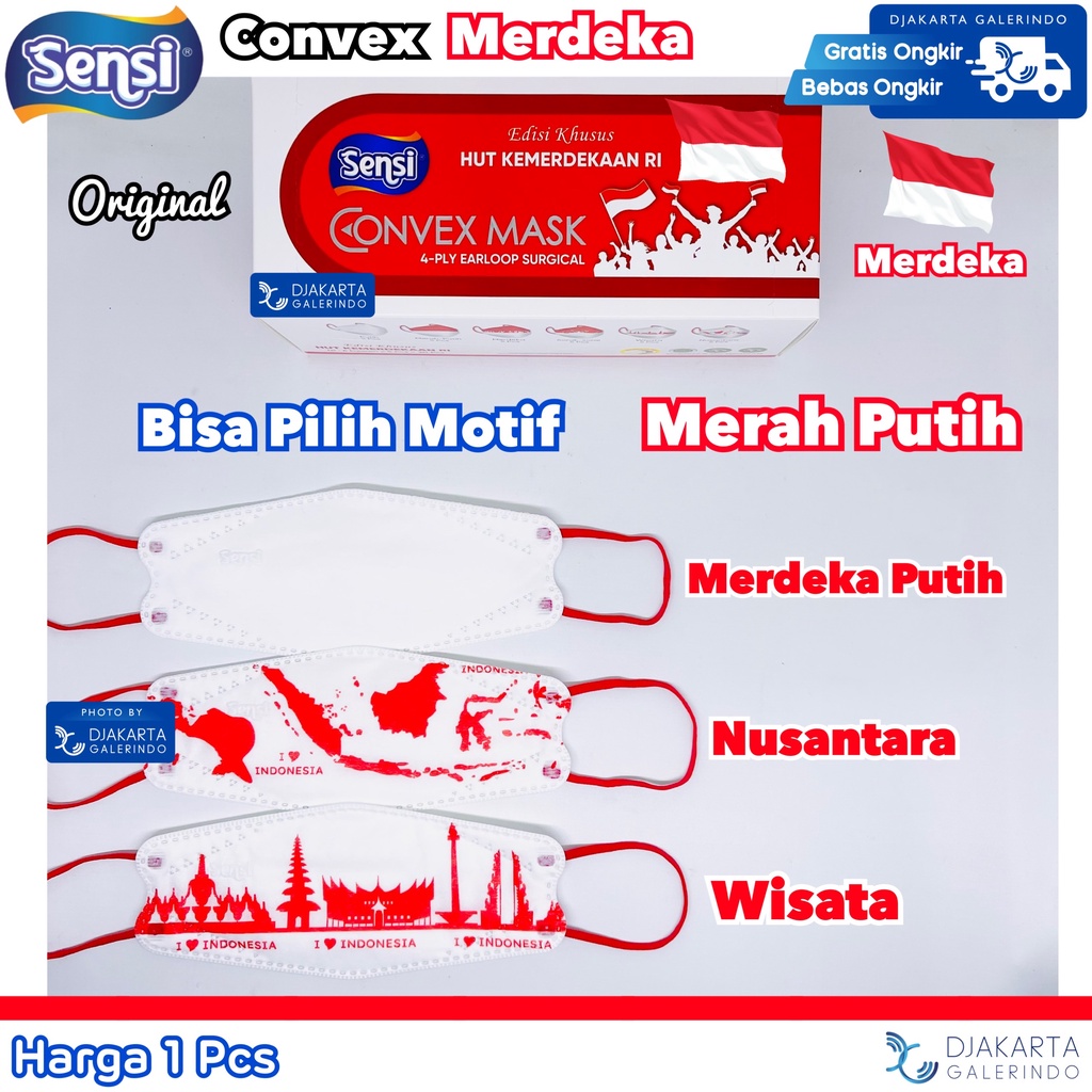 Masker Sensi Convex 4Ply Merah Putih Merdeka Hut Kemerdekaan RI Edition