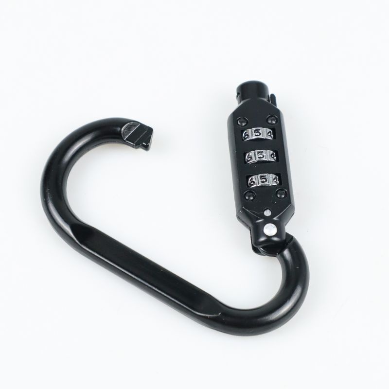 Carabiner Aluminium Alloy D-type Lock with 3 Dial Password Padlock