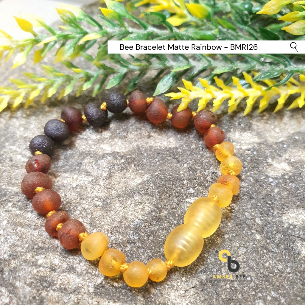 Kalung Amber Pereda Nyeri Tumbuh Gigi Bayi &amp; Anak Matte Rainbow NMR104 By Amber Bee