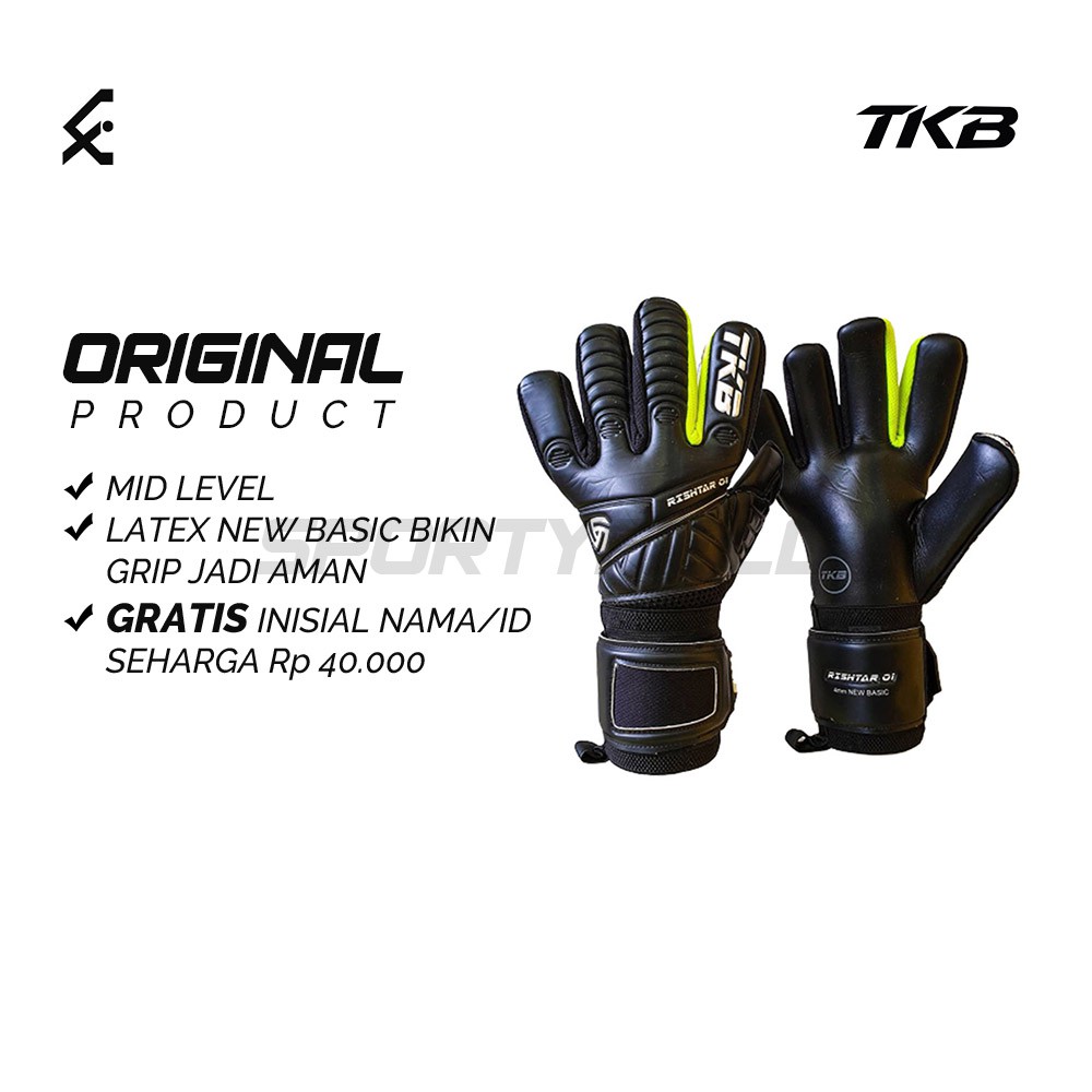 Sarung Tangan Kiper Dewasa Selop Kiper Original Kaos Tangan Kiper TKB RISHTAR Warna Hitam