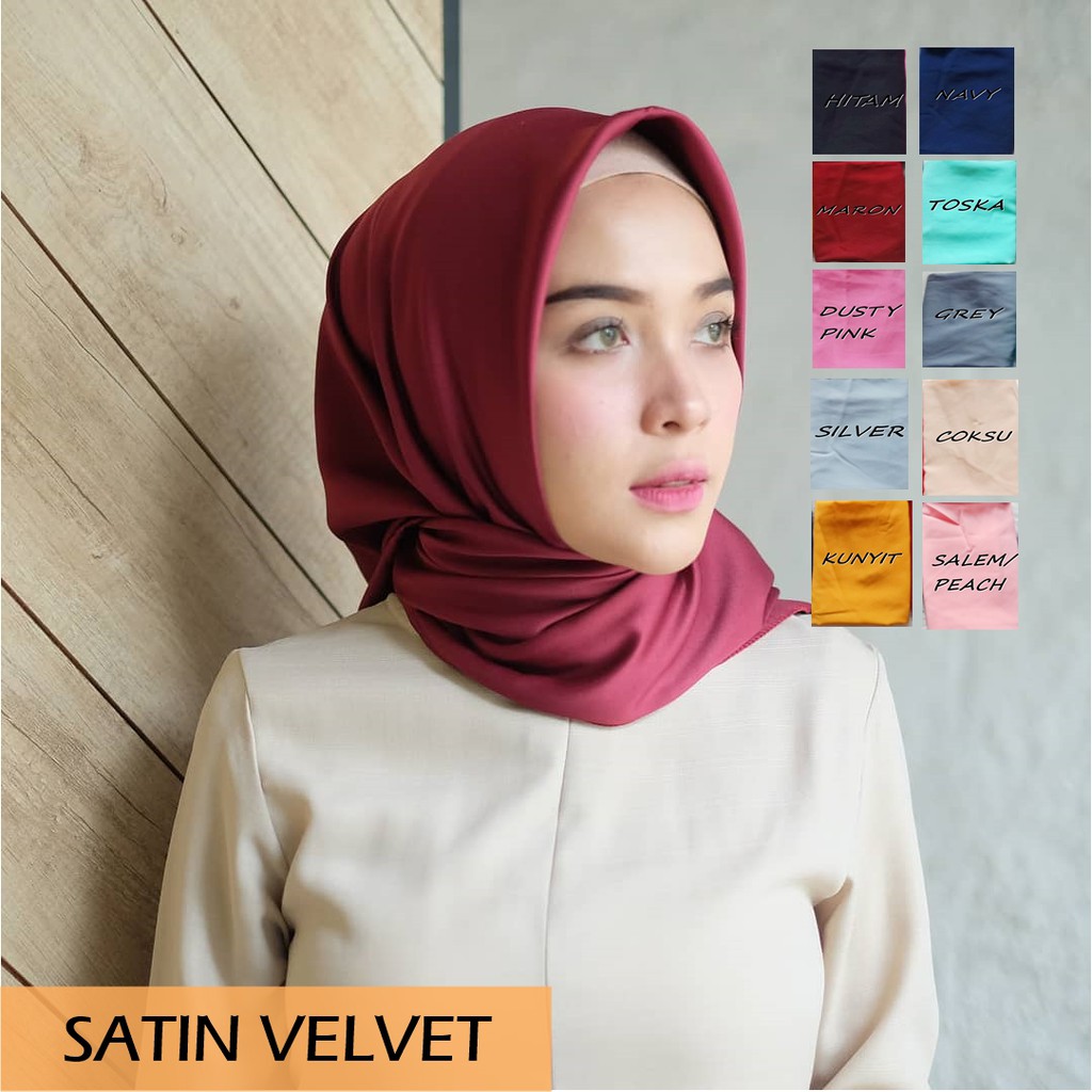 Jilbab Segiempat Bahan Satin Velvet Maxmara Shopee Indonesia