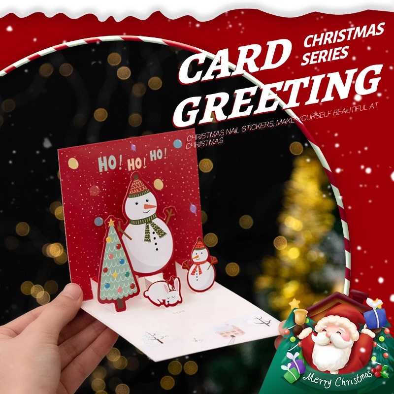 [ Christmas 3D Three-dimensional Greeting Card Decorations for Home Xmas New Year Child Festival Gift Party ]