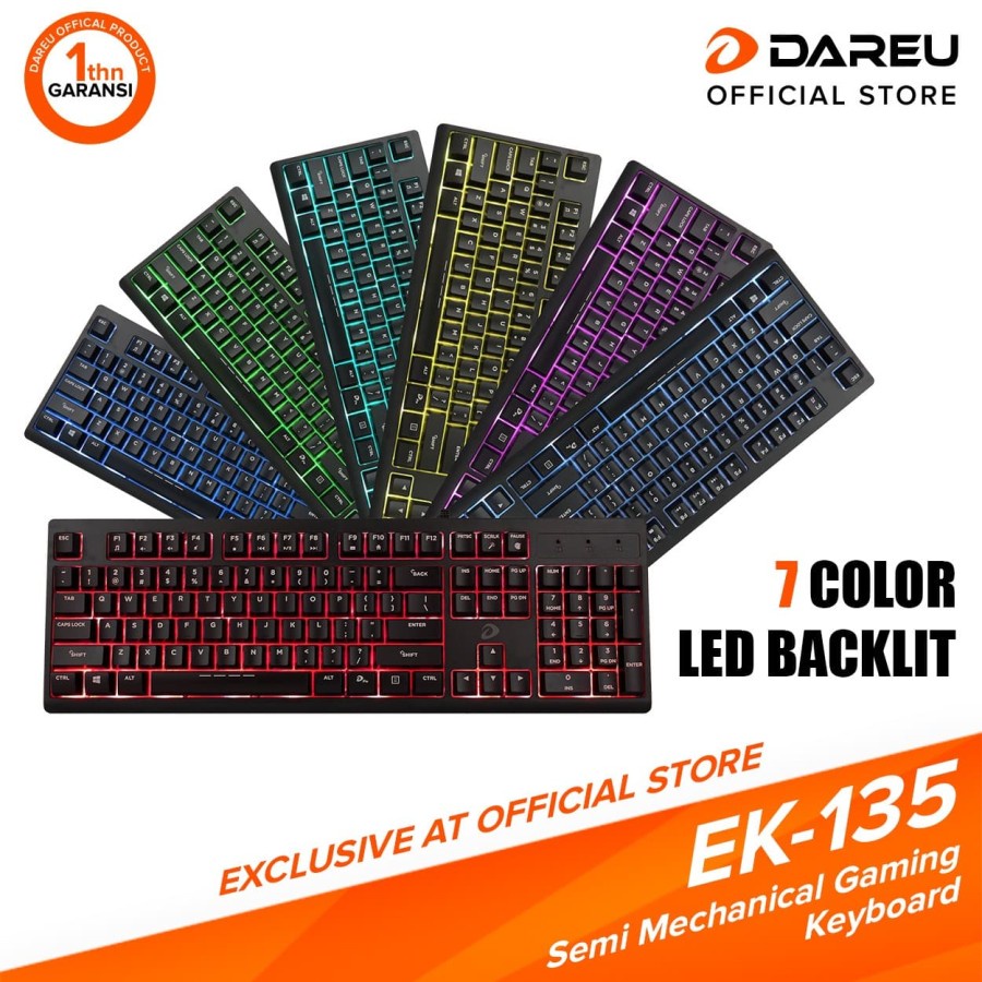 Keyboard Gaming Membrane Waterproof DAREU EK-135 EK135