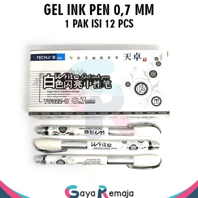 

><><><] Pulpen Gel 1 Pak Murah isi 12pcs / Ballpoint Gel Techjob TG322-B 0.7mm