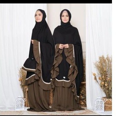 Mukena Baneska Najwa Mix Army-Black 2in1