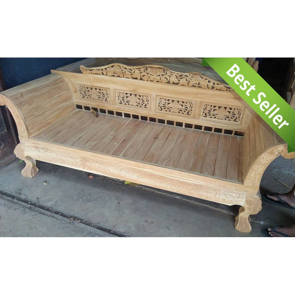 Ready Stock Kursi Bangko Bale Bale Kayu Jati Tebal Ukir Unfinishing