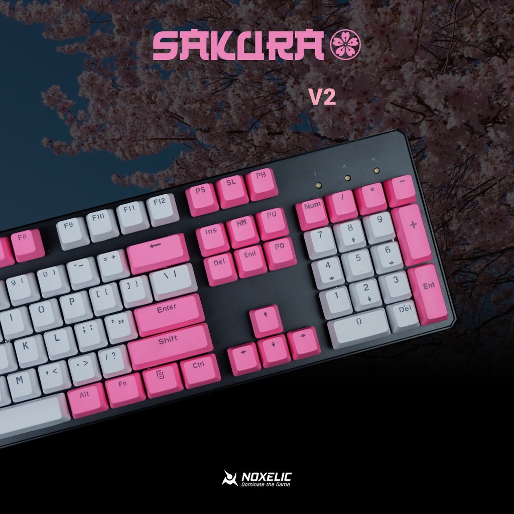 Noxelic Keycaps PBT Sakura - Double Shot 104 Keyset Custom