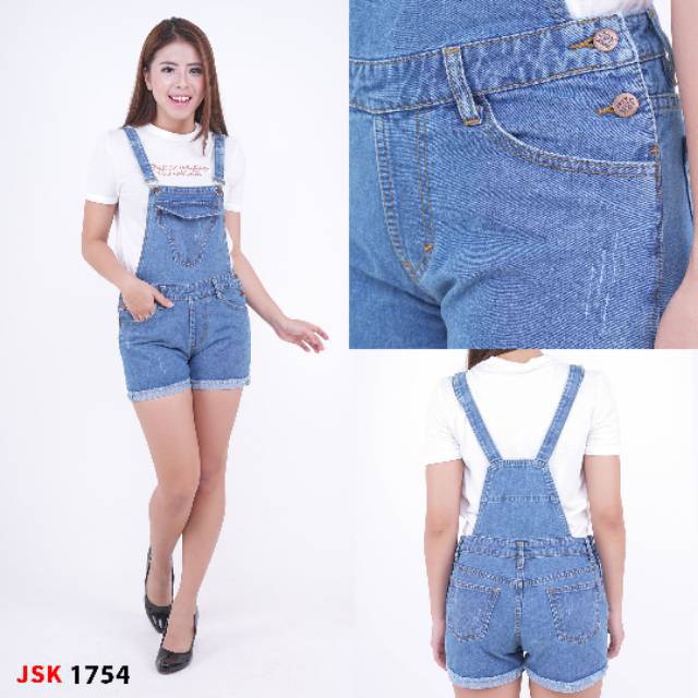 Celana Overall Jumsuit Pendek JSK Jeans Denim